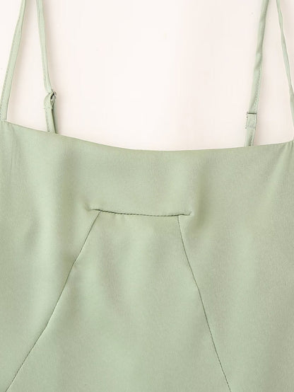 Women Clothing Summer Waist Controlled Large Hem Satin Sling Dress Women by Ragazza