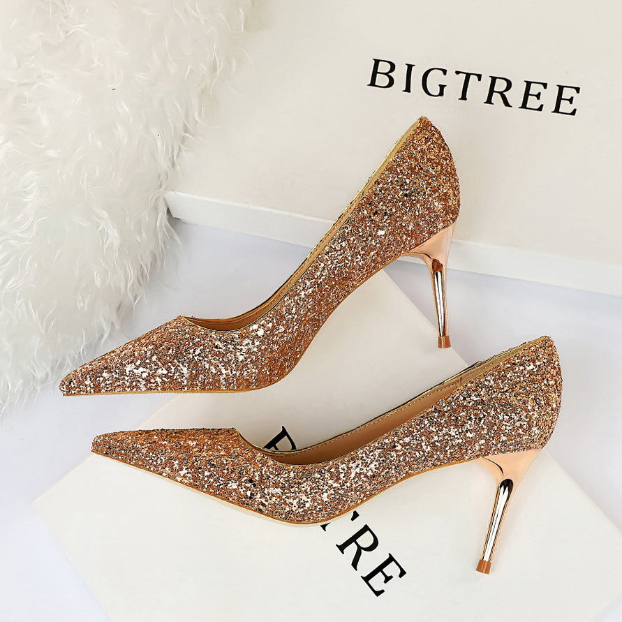 Sexy Nightclubs Thinner High Heels Women Shoes Stiletto Heel Sparkle Sequ Pumps  DestGlow