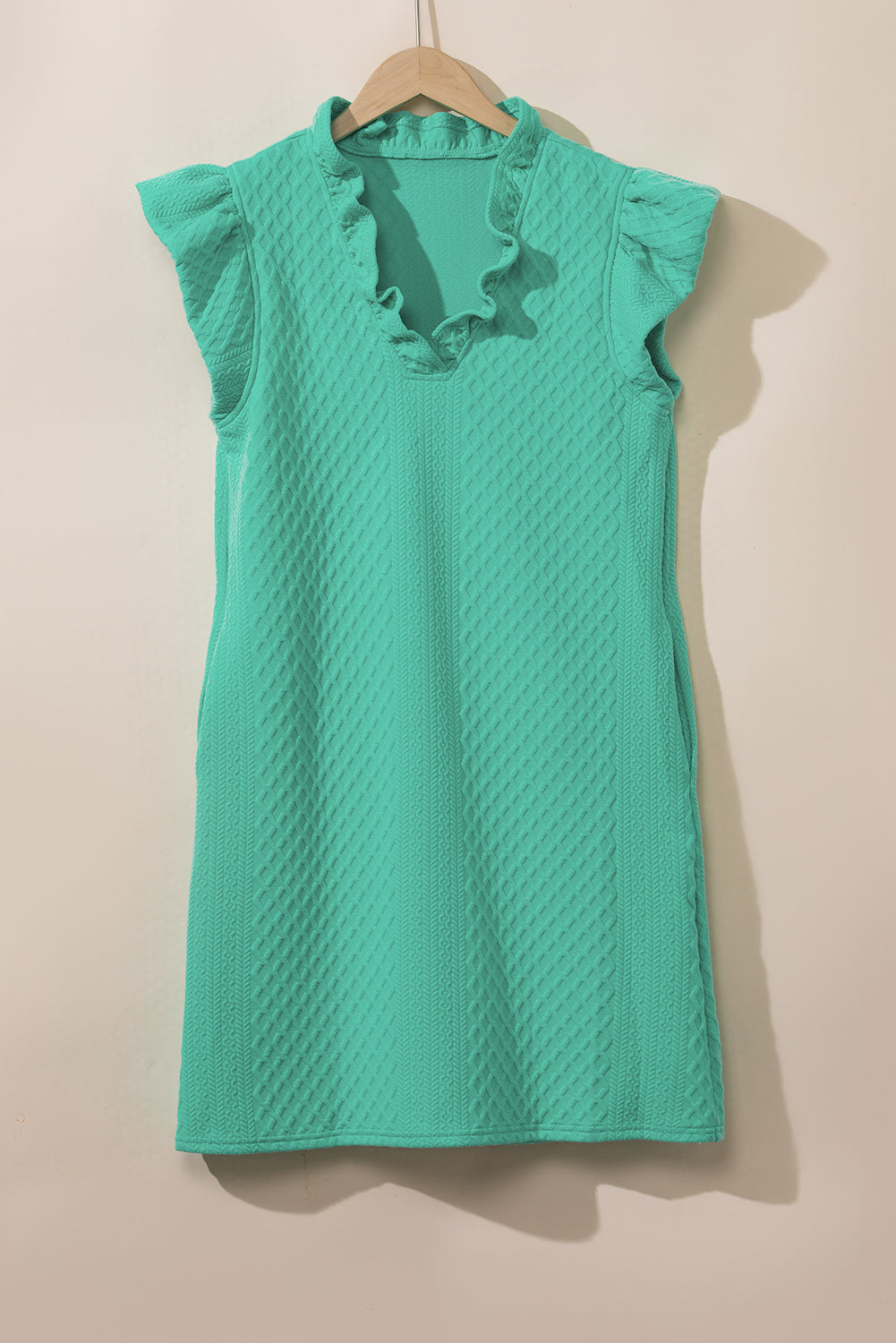 Spring Pullover V Neck Dress Women Simple Ruffled Loose Short Dress Women by Ragazza