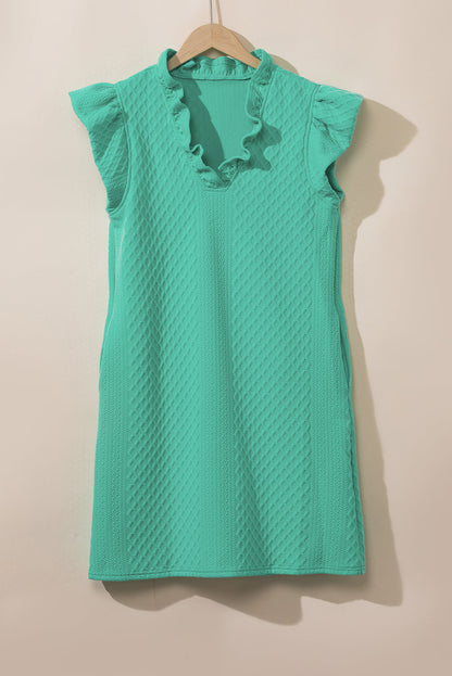 Spring Pullover V Neck Dress Women Simple Ruffled Loose Short Dress Women by Ragazza