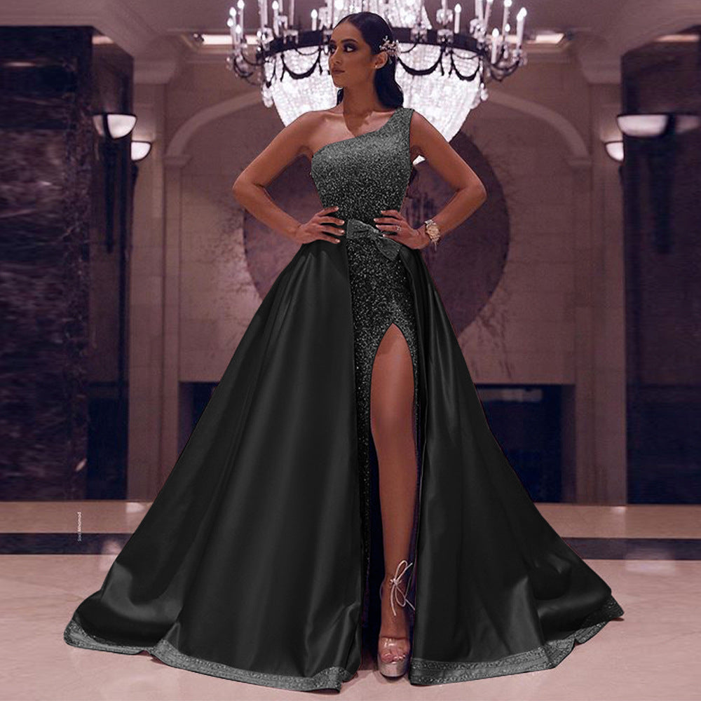 Autumn Women Clothing One Shoulder Mop Dress Evening Maxi Dress by Ragazza