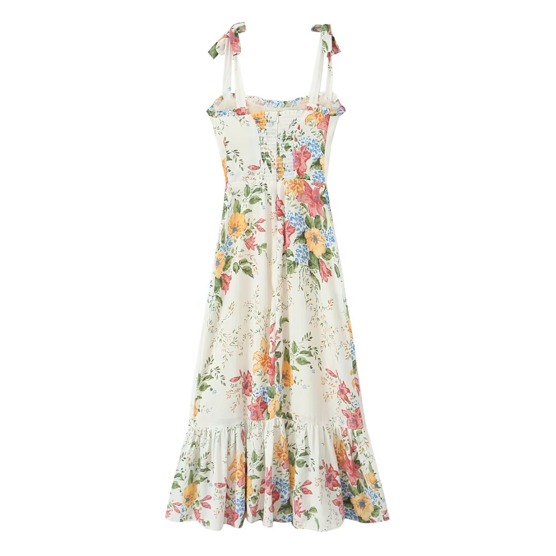 Summer Pastoral Floral Small Floral Print Slim Fit Slimming Dress Women  DestGlow