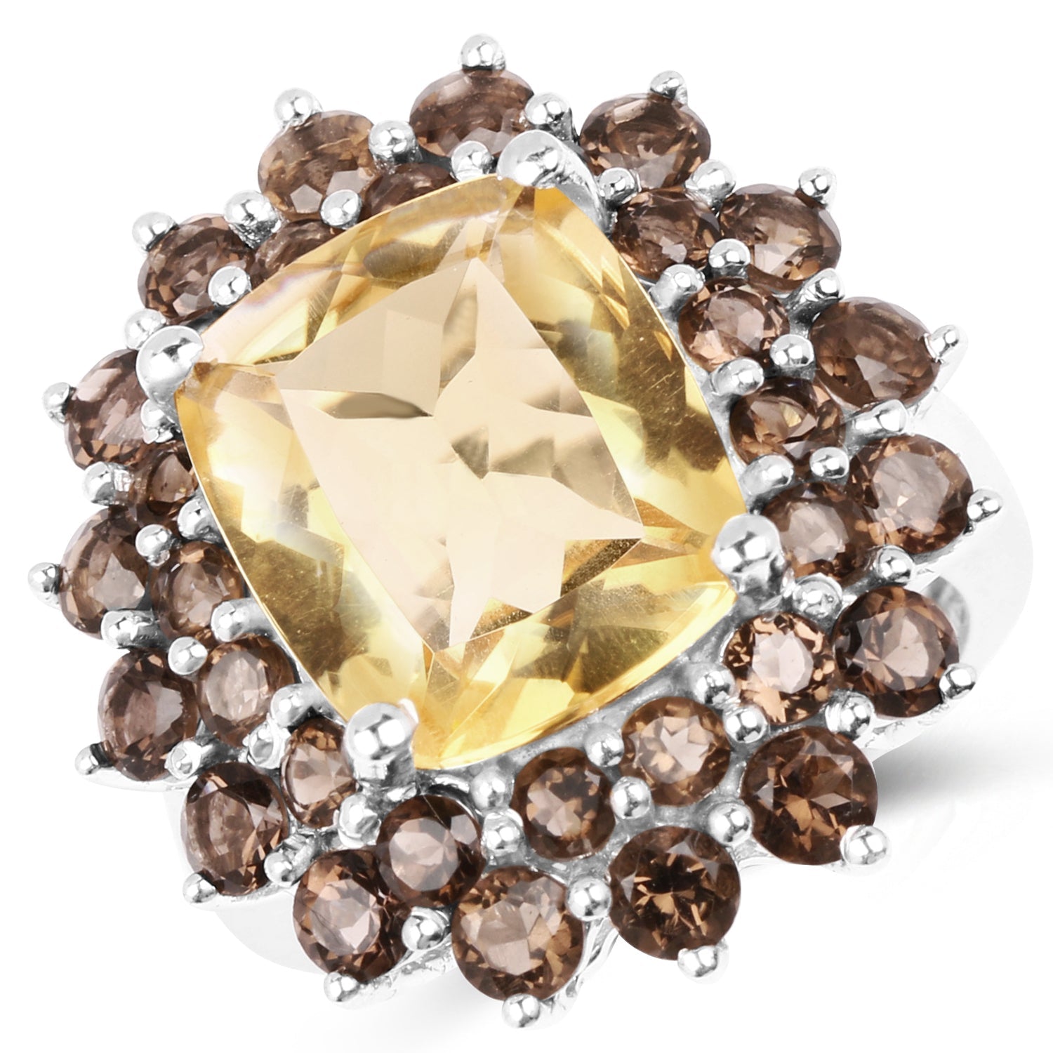 8.95 Carat Genuine Citrine and Smoky Quartz .925 Sterling Silver Ring by Bids.com