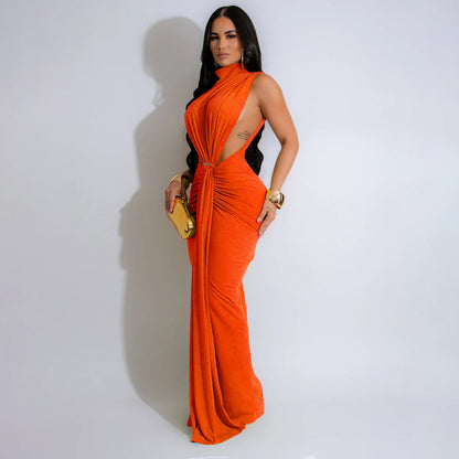 Women Clothing Dress Solid Color Sexy Side Split Sleeveless Dress by Ragazza