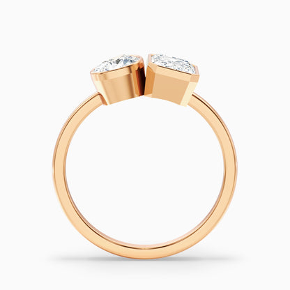 Cara Toi Et Moi Diamond Ring in 925 Sterling Silver With Pear and Emerald Two Stone Lab Grown Diamond (2 Ct. Tw.)