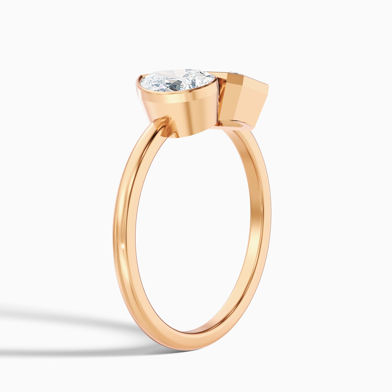 Tessa Toi Et Moi Engagement Ring in 10k Rose Gold With Pear and Emerald Two Stone Moissanite Diamond (4 Ct. Tw.)