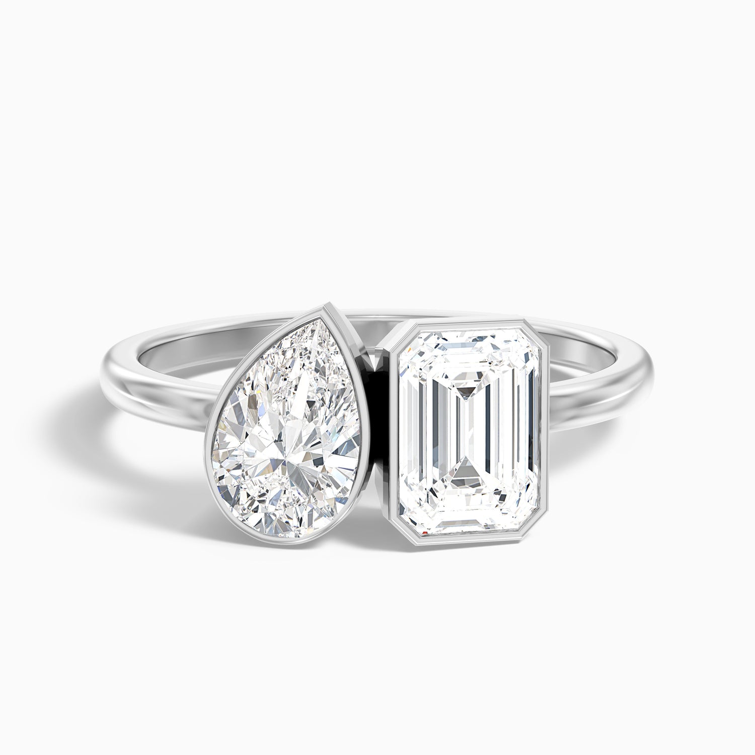 Cara Toi Et Moi Engagement Ring in 18k Yellow Gold With Pear and Emerald Two Stone Lab Grown Diamond (3.5 Ct. Tw.)