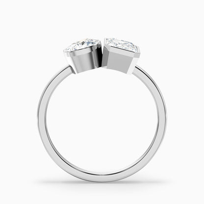 Tessa Toi Et Moi Engagement Ring in 925 Sterling Silver With Pear and Emerald Two Stone Moissanite Diamond (1.5 Ct. Tw.)
