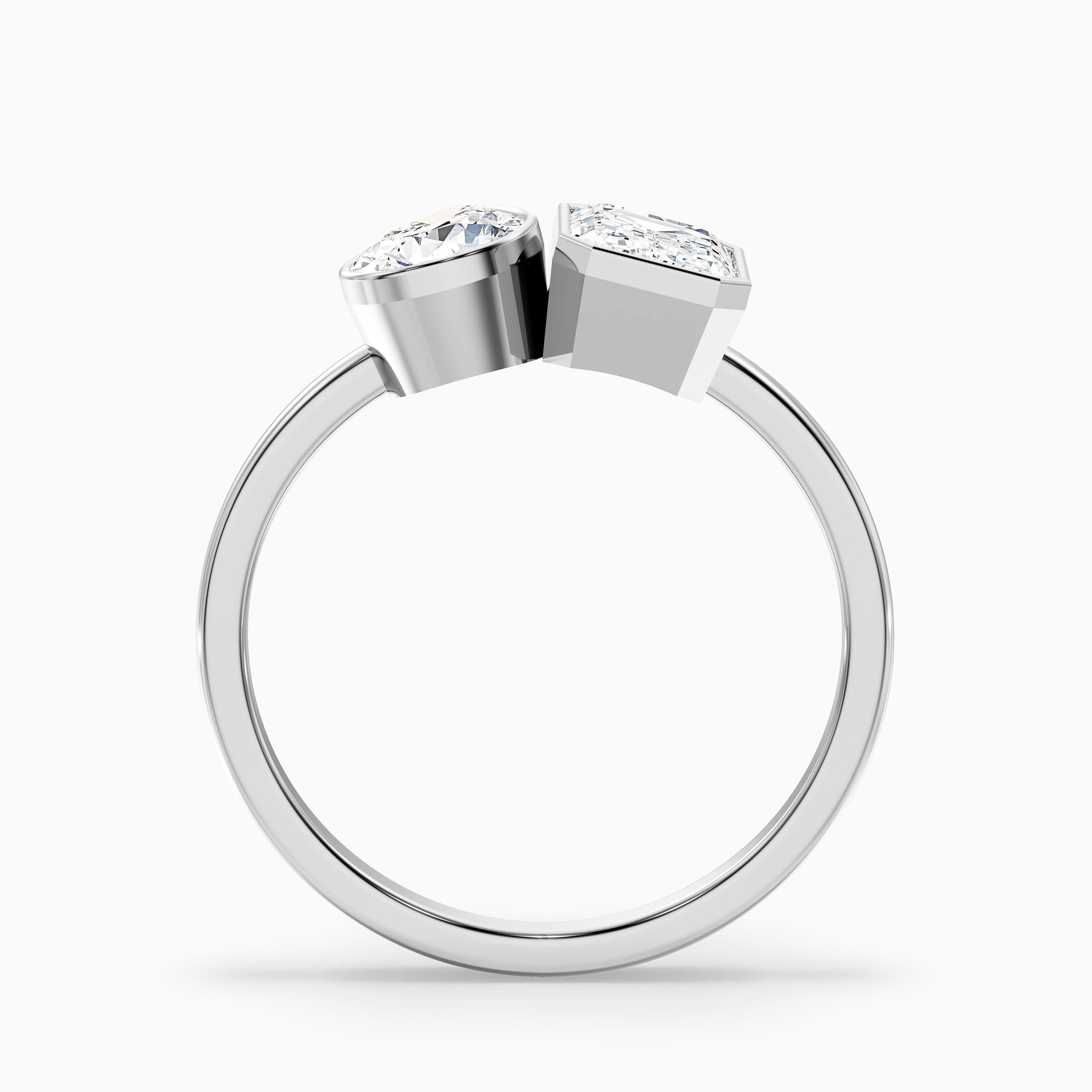 Tessa Toi Et Moi Engagement Ring in 10k Yellow Gold With Pear and Emerald Two Stone Moissanite Diamond (1 Ct. Tw.)