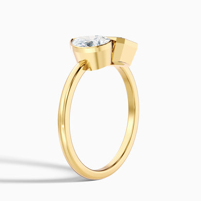 Tessa Toi Et Moi Engagement Ring in 18k Rose Gold With Pear and Emerald Two Stone Moissanite Diamond (1 Ct. Tw.)