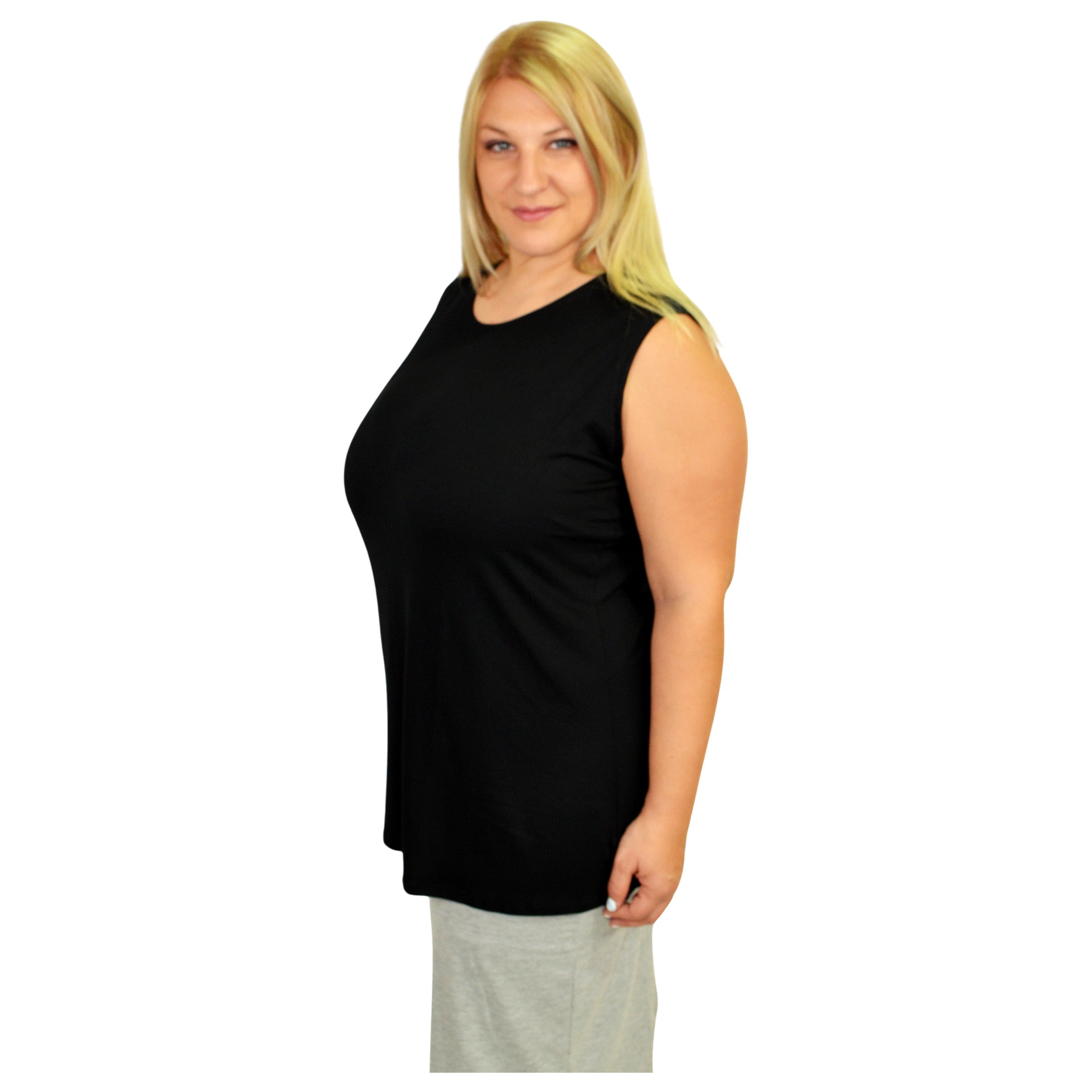Plus Size Premium Sleeveless Layering Tank Top with Full Shoulder Coverage by Kosher Casual USA
