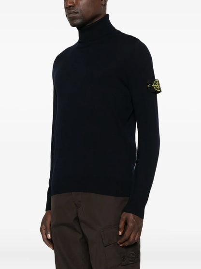 Stone Island Men Ribbed Wool Turtleneck Sweater by Luosophy
