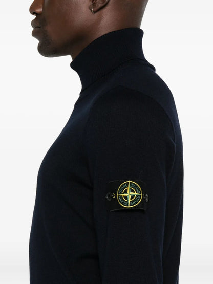 Stone Island Men Ribbed Wool Turtleneck Sweater by Luosophy