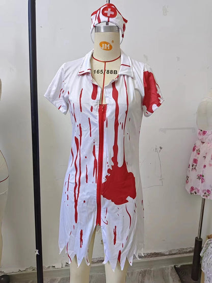 Vampire Women Nurse Costume Role Playing Game Uniform Halloween Sexy Lingerie Ghost Nurse  DestGlow