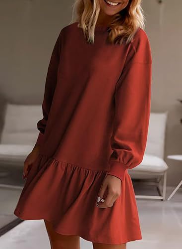 Women Clothing Crisscross Neckline Round Neck Long Sleeve Casual Sweatshirt Dress by Ragazza