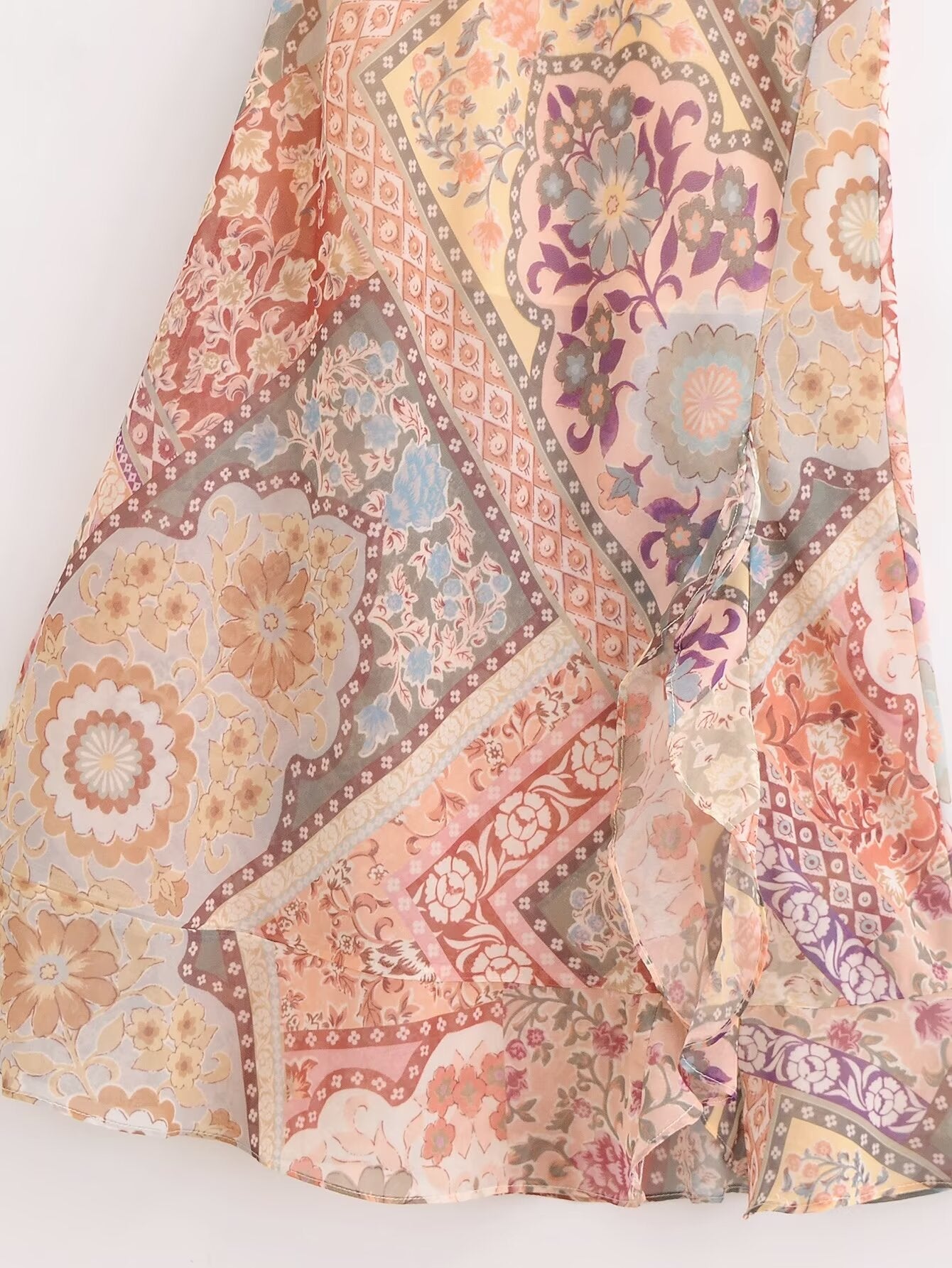Women Backless Printing Color Contrast Loose Sling Dress by Ragazza