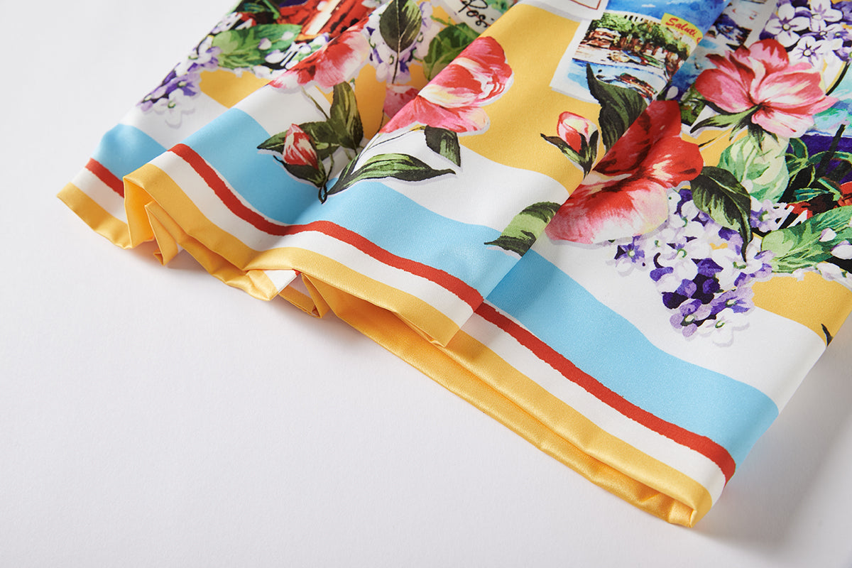 Summer Rose Puzzle Positioning Printed Waist Dress Slim fit Hip by Ragazza