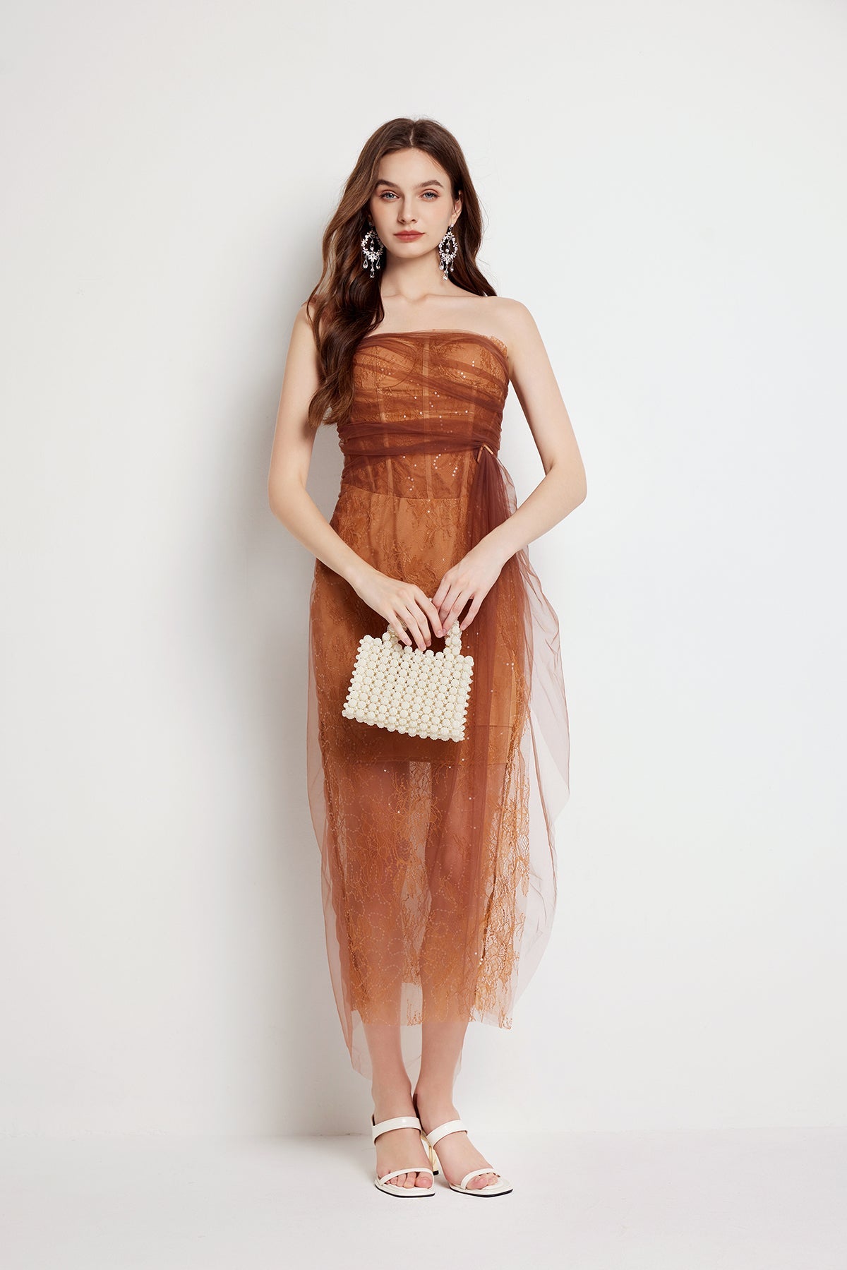Women Summer Fishbone Lace Gauze Slit Slim Sexy Dress by Ragazza