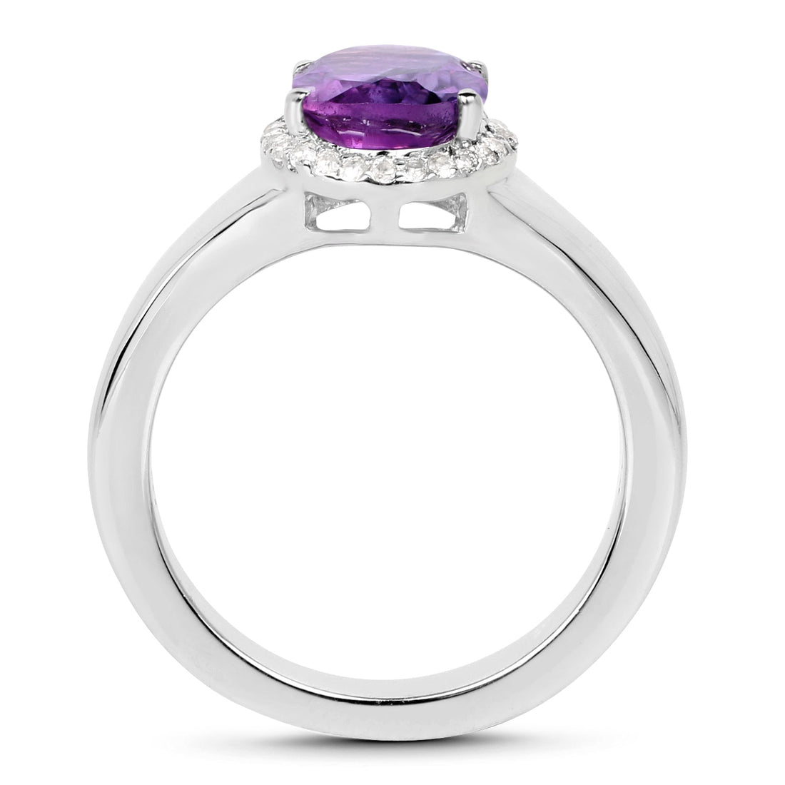 1.73 Carat Genuine Amethyst and White Topaz .925 Sterling Silver Ring by Bids.com