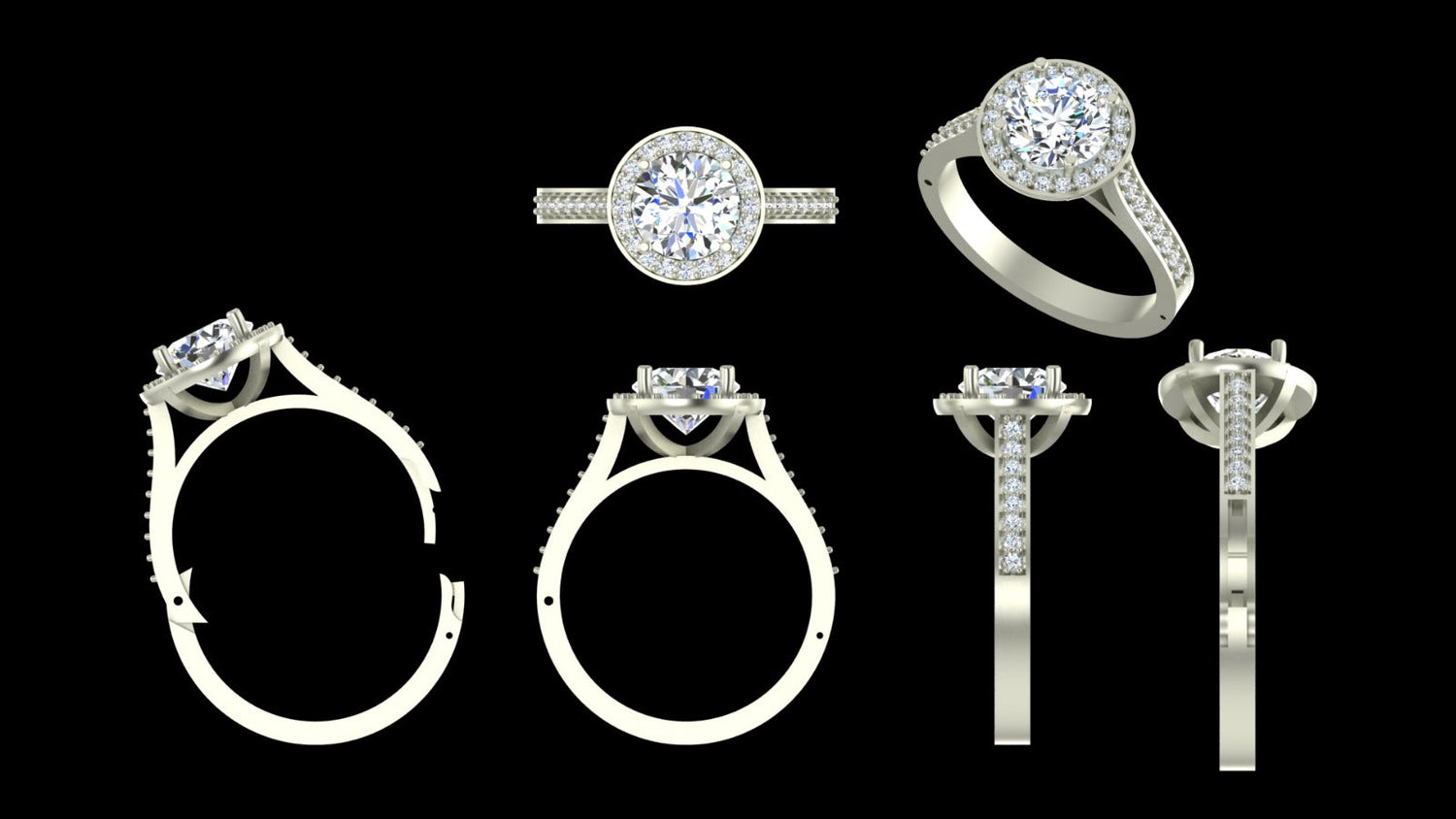 Custom Order - Dallas 2 Carat Round Halo Pave Lab Grown Diamond Ring in 14k White Gold With Cliq Mechanism