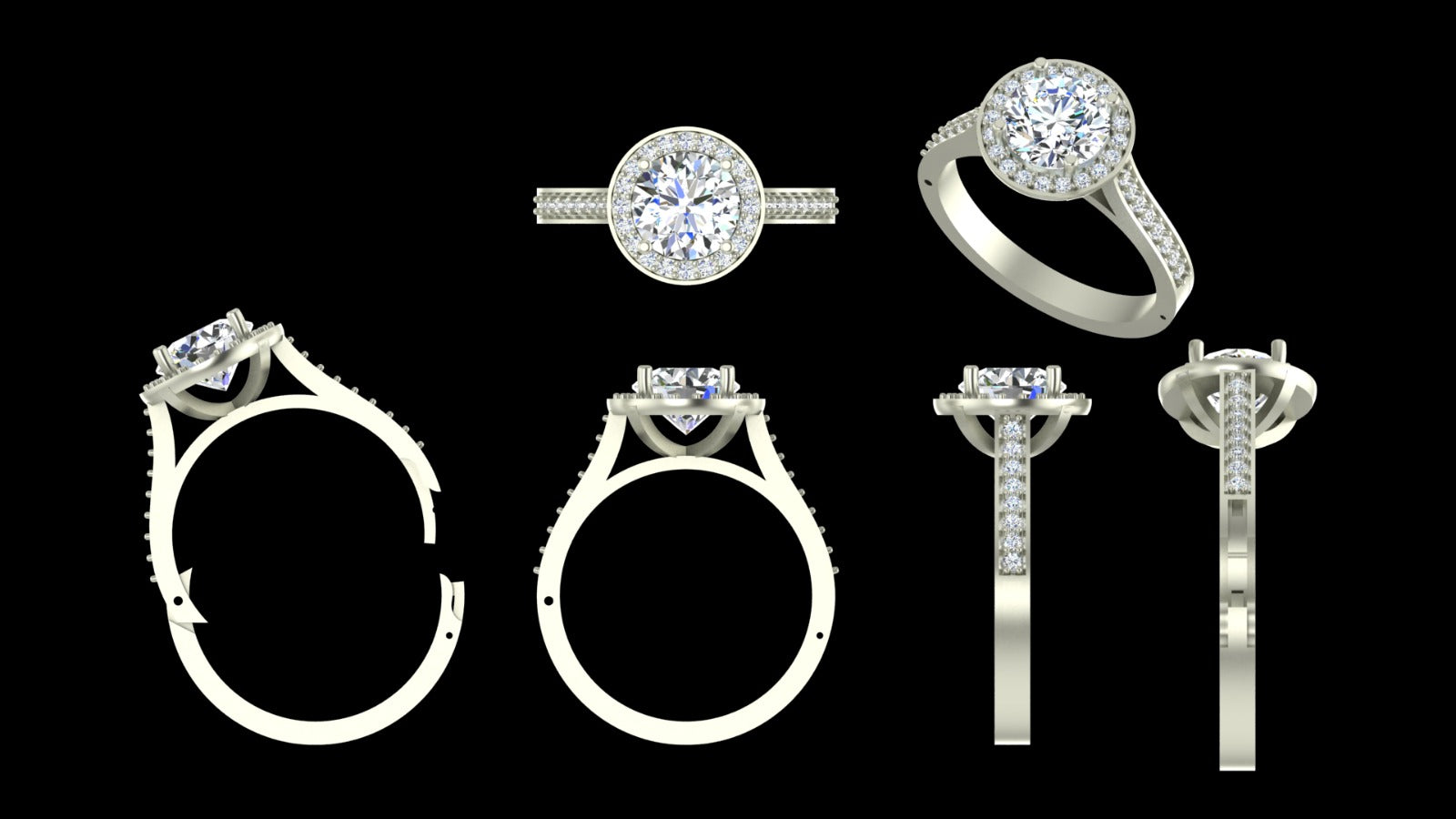 Custom Order - Dallas 2 Carat Round Halo Pave Lab Grown Diamond Ring in 14k White Gold With Cliq Mechanism