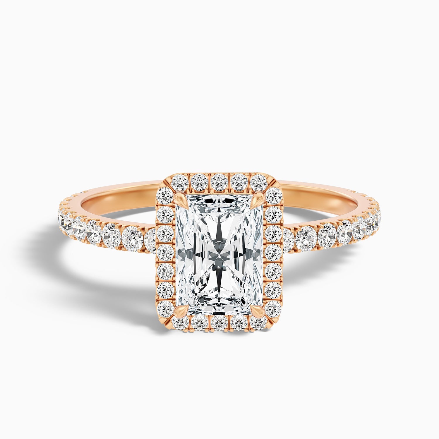 Ashly 2 Carat Radiant Cut Halo Moissanite Engagement Ring in 925 Sterling Silver