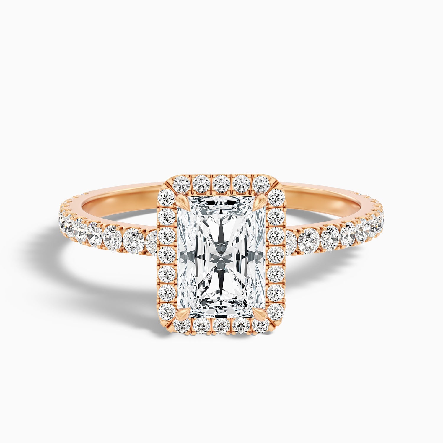 Ashly 3.5 Carat Radiant Cut Halo Moissanite Engagement Ring in 10k Yellow Gold  DestGlow