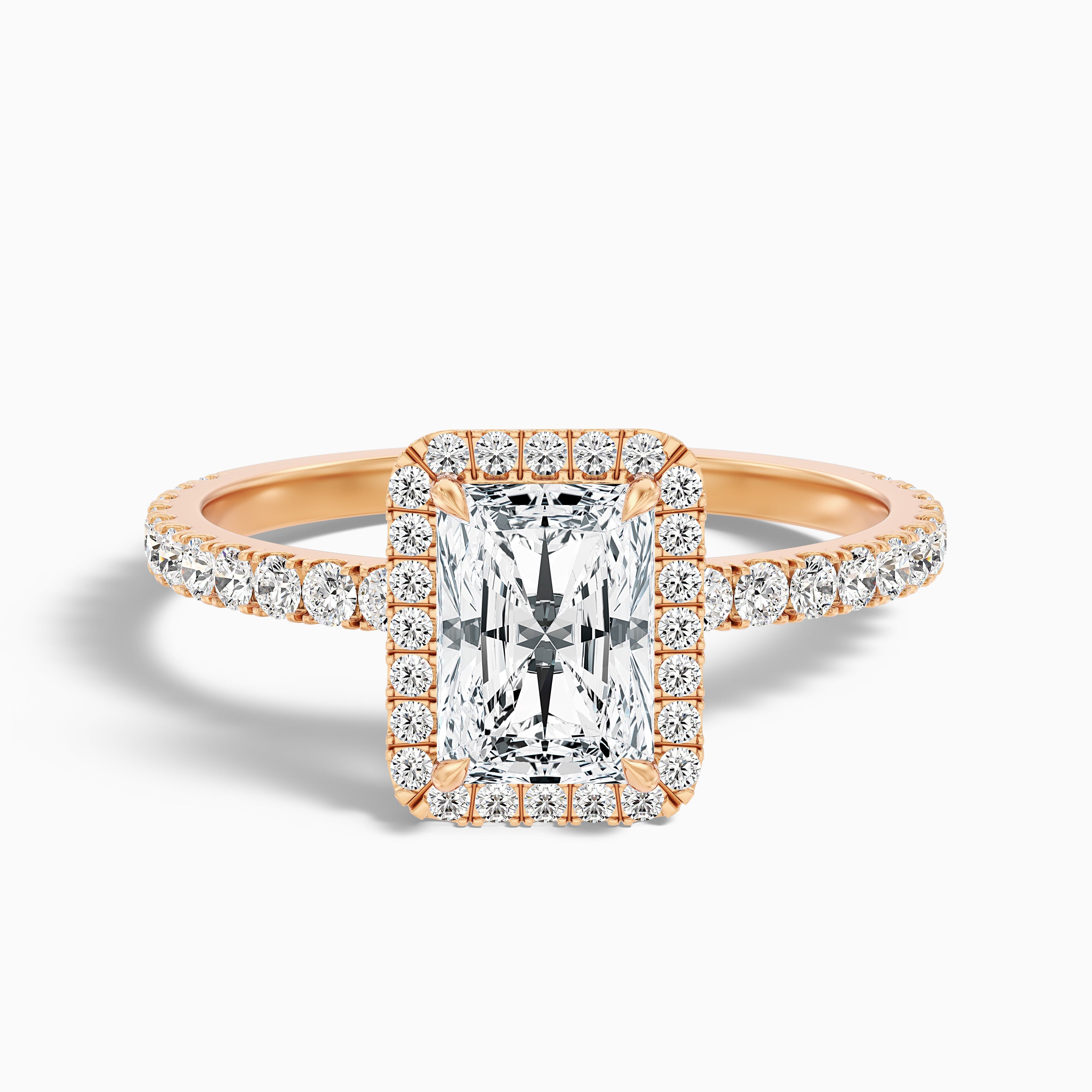 Ashly 3.5 Carat Radiant Cut Halo Moissanite Engagement Ring in 18k Yellow Gold  DestGlow