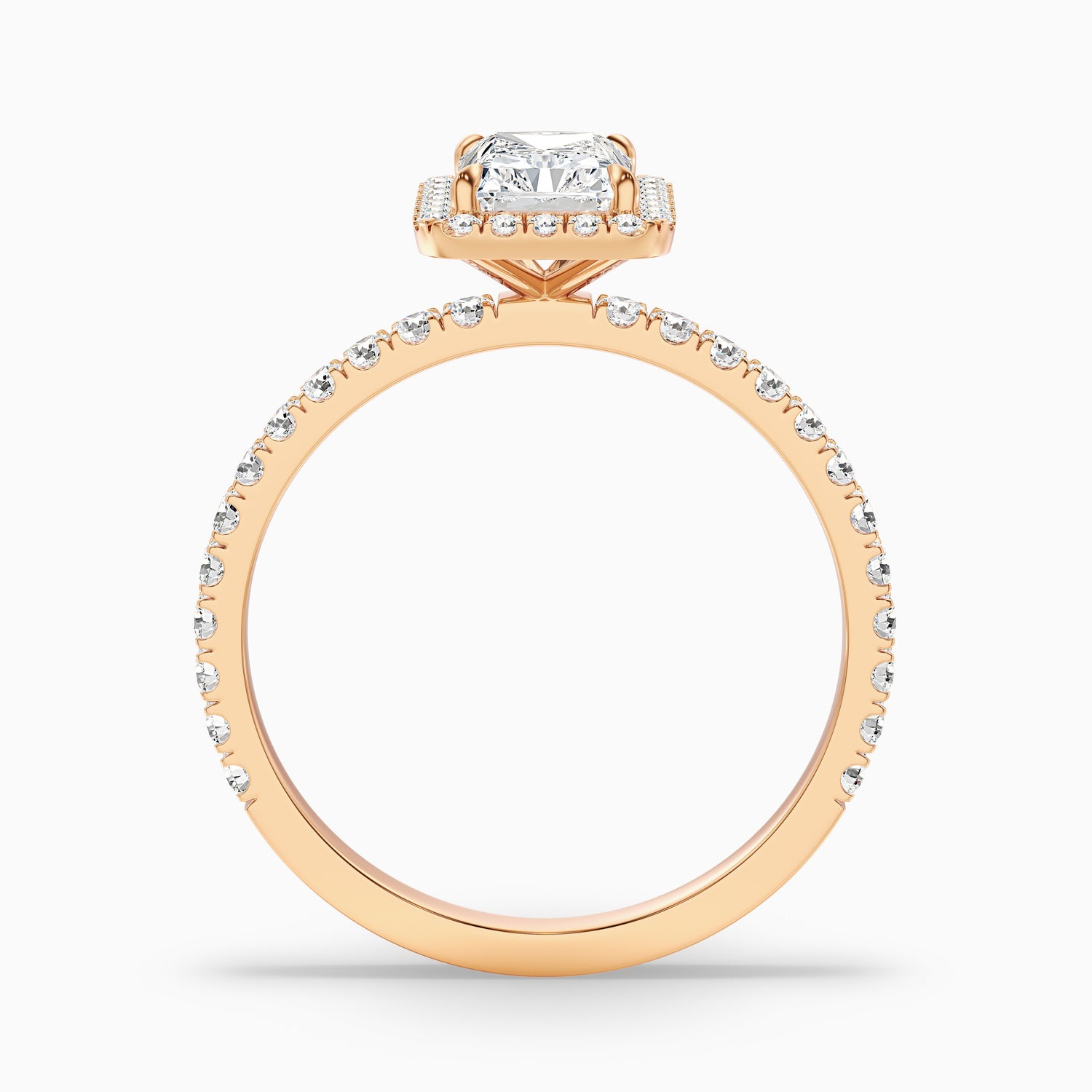 Ashly 5 Carat Radiant Cut Halo Moissanite Engagement Ring in 14k Yellow Gold