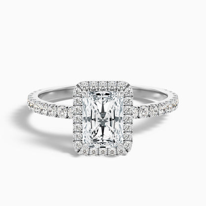 Becca 2 Carat Radiant Cut Halo Pave Set Lab Grown Diamond Ring in 14k Yellow Gold