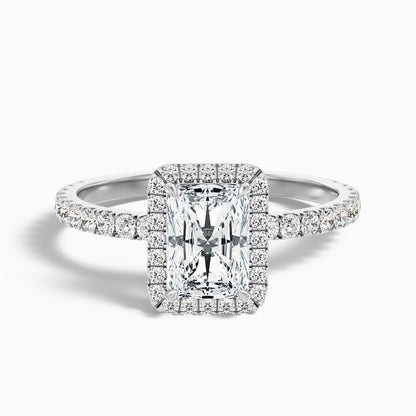 Ashly 2 Carat Radiant Cut Halo Moissanite Engagement Ring in 925 Sterling Silver