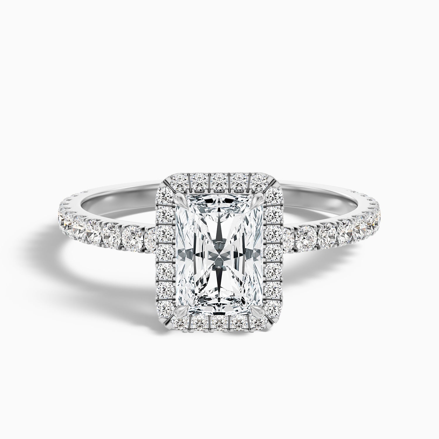 Ashly 3 Carat Radiant Cut Halo Moissanite Engagement Ring in 925 Sterling Silver