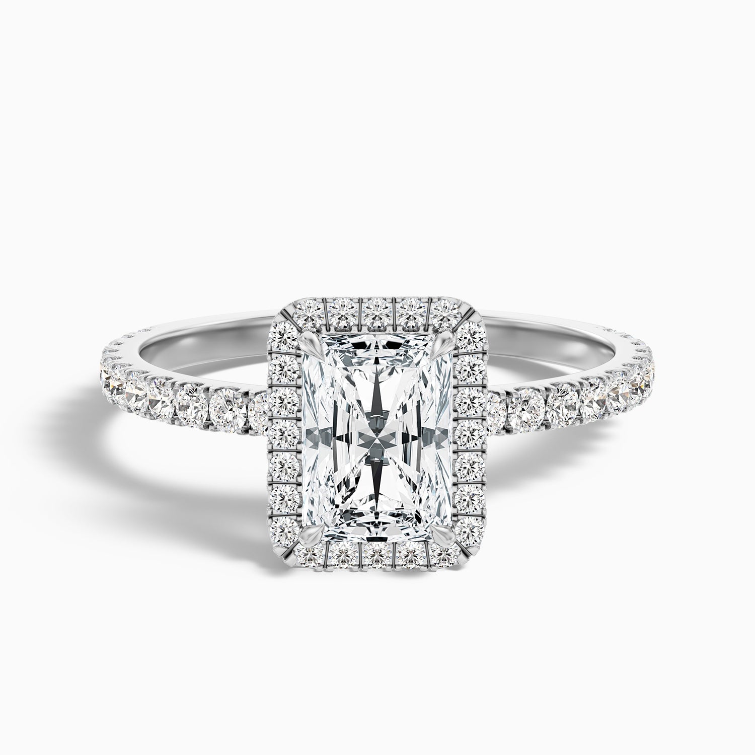 Ashly 3 Carat Radiant Cut Halo Moissanite Engagement Ring in 10k Yellow Gold