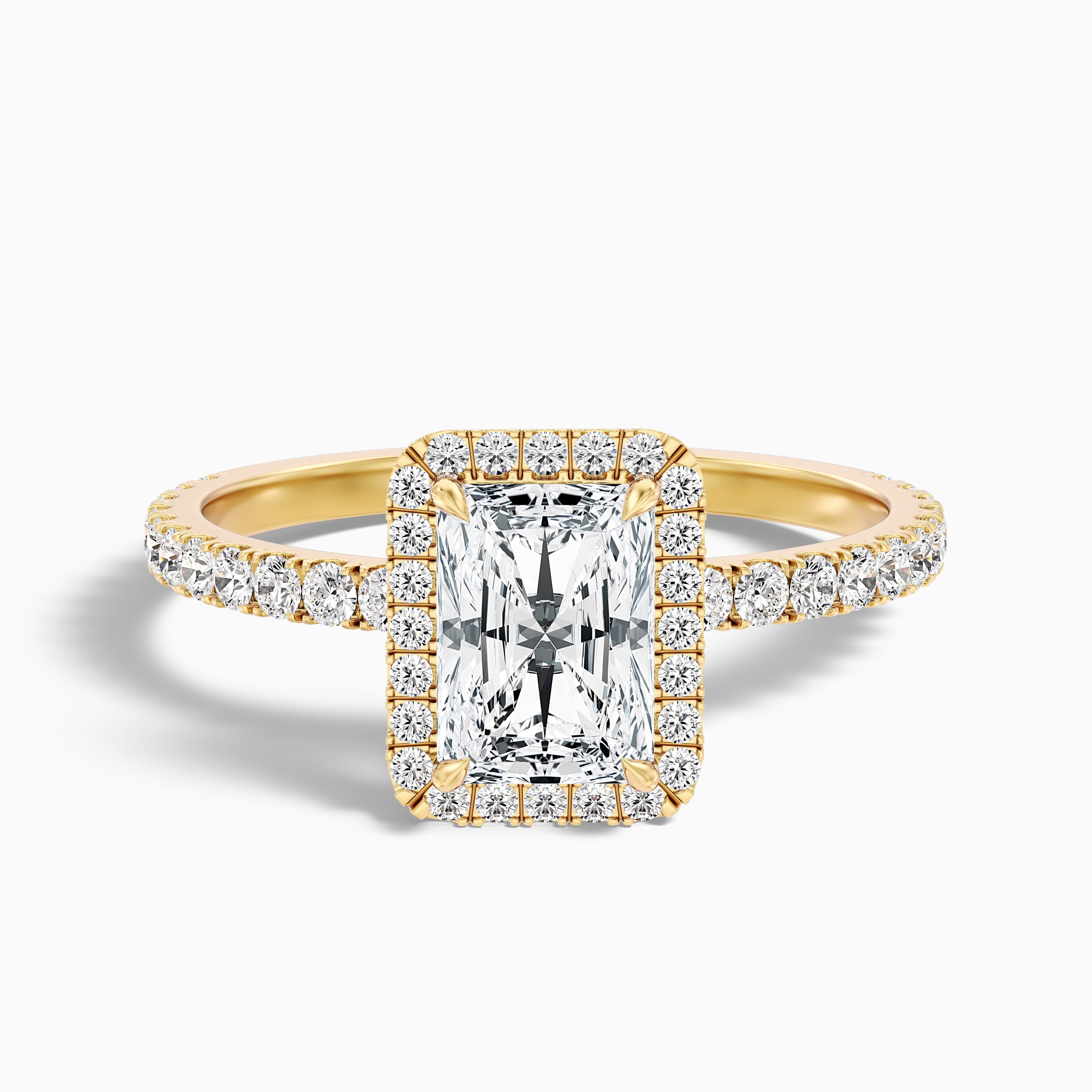 Ashly 1 Carat Radiant Cut Halo Moissanite Engagement Ring in 10k Rose Gold