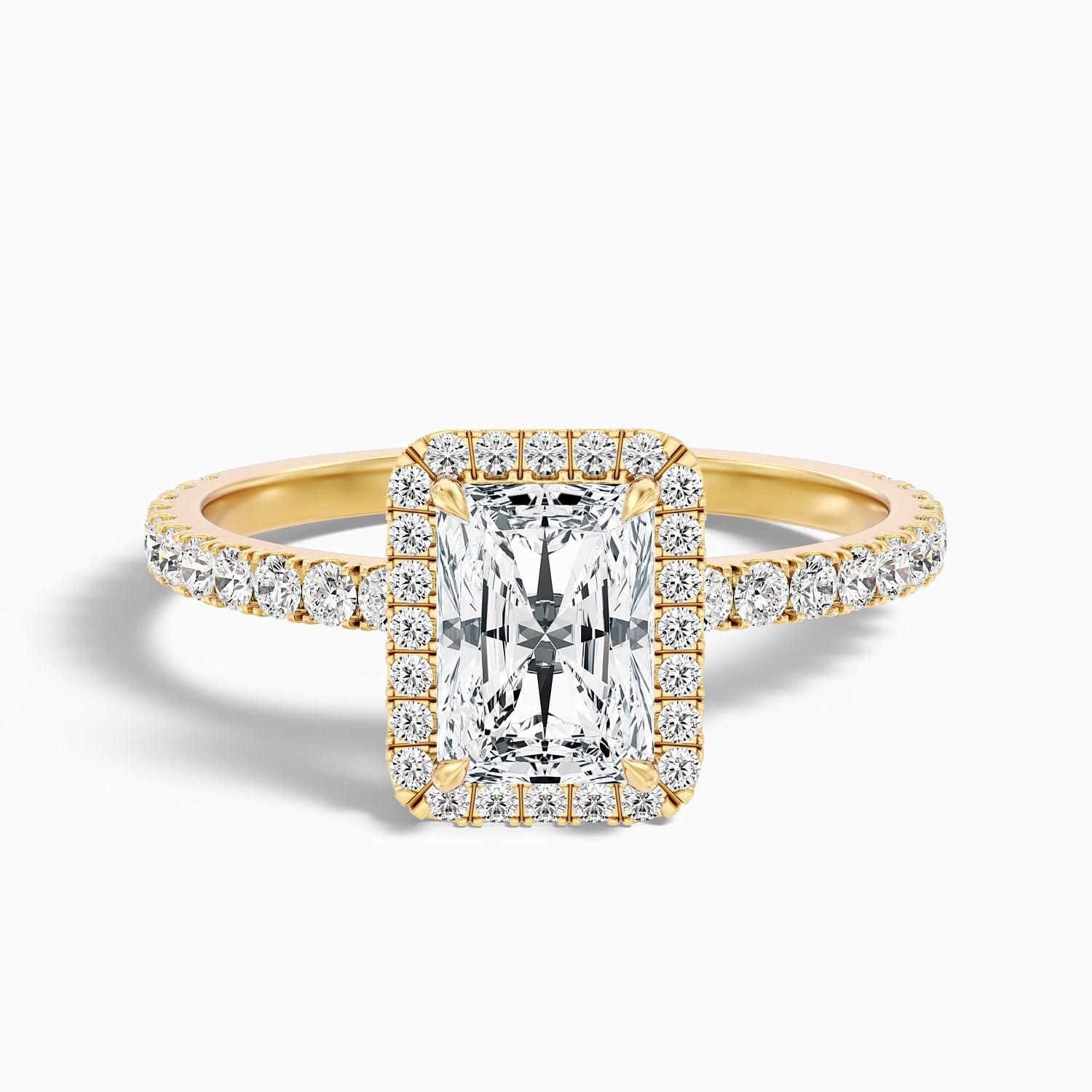 Ashly 2 Carat Radiant Cut Halo Moissanite Engagement Ring in 925 Sterling Silver