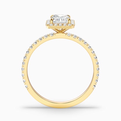 Ashly 2 Carat Radiant Cut Halo Moissanite Engagement Ring in 14k Yellow Gold
