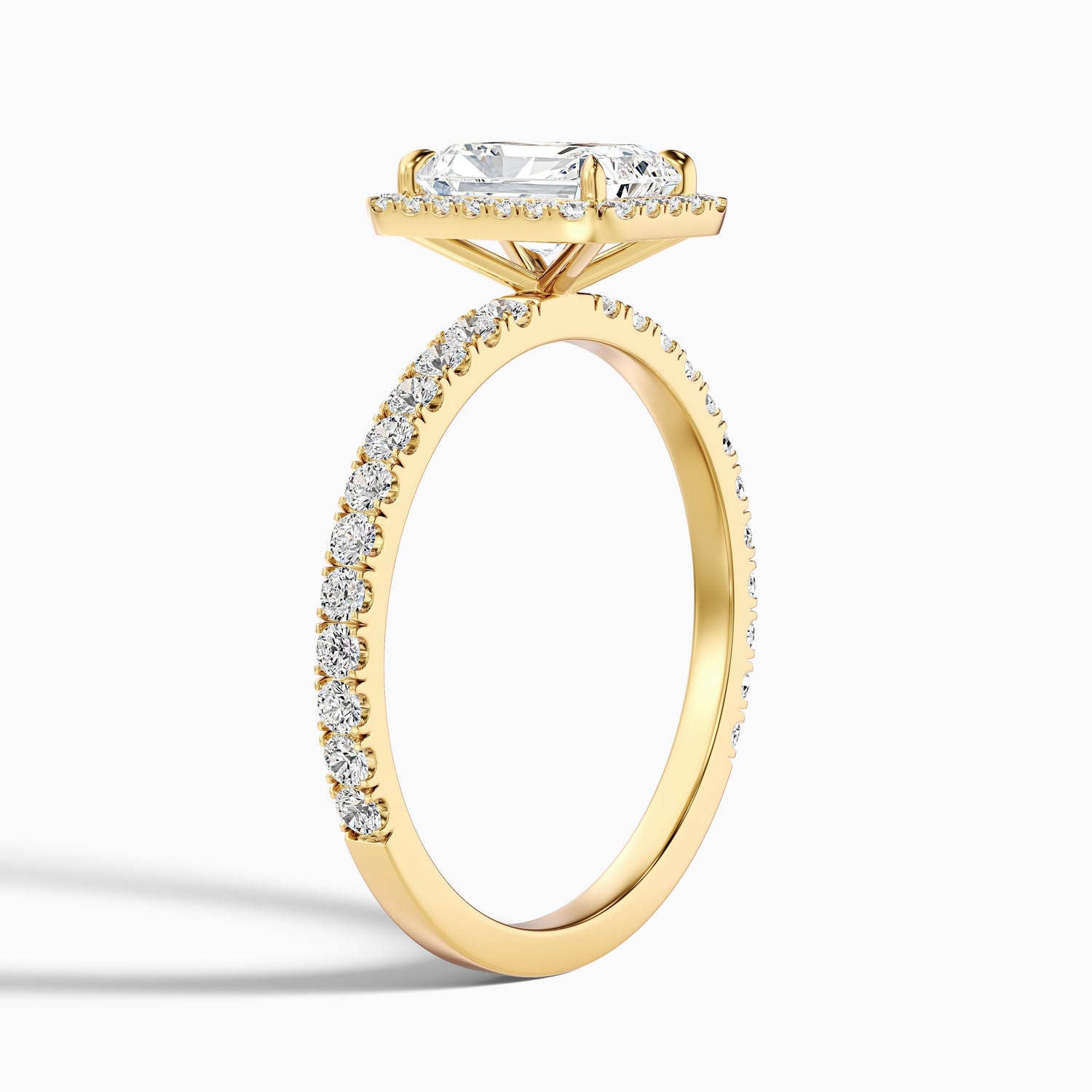 Becca 1 Carat Radiant Cut Halo Pave Set Lab Grown Diamond Ring in 925 Sterling Silver