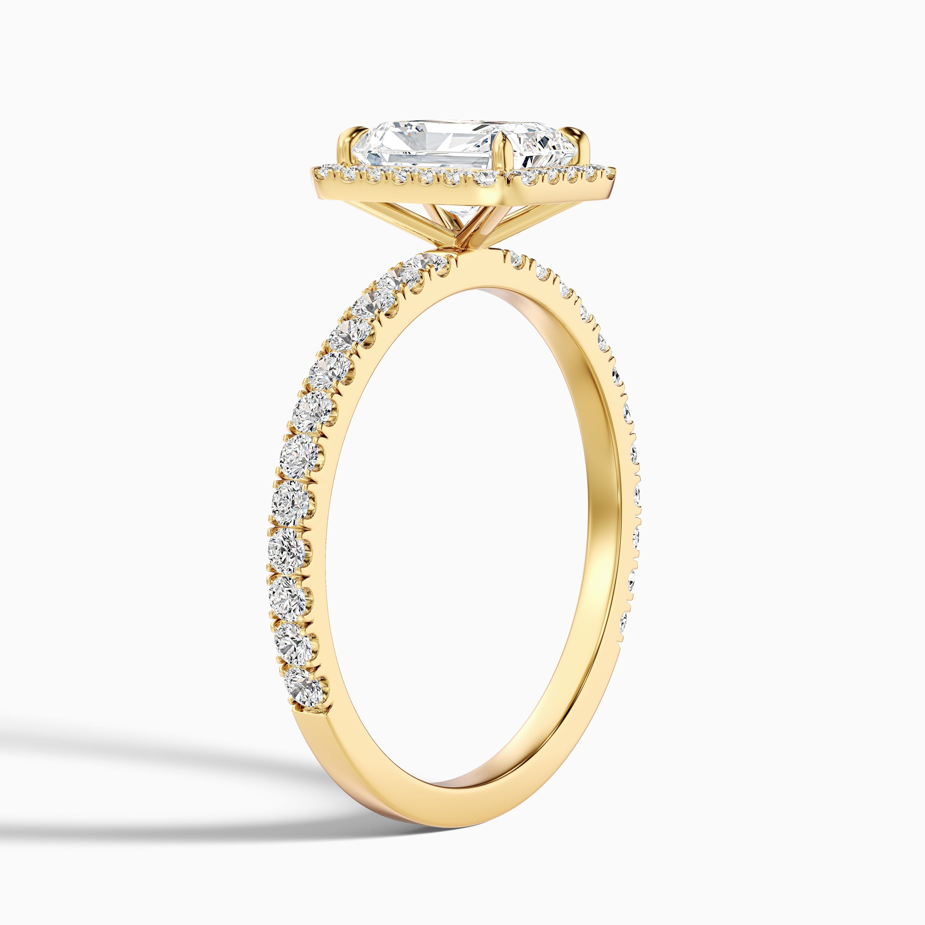 Becca 1 Carat Radiant Cut Halo Pave Set Lab Grown Diamond Ring in 925 Sterling Silver