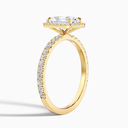 Ashly 3.5 Carat Radiant Cut Halo Moissanite Engagement Ring in 14k Yellow Gold  DestGlow