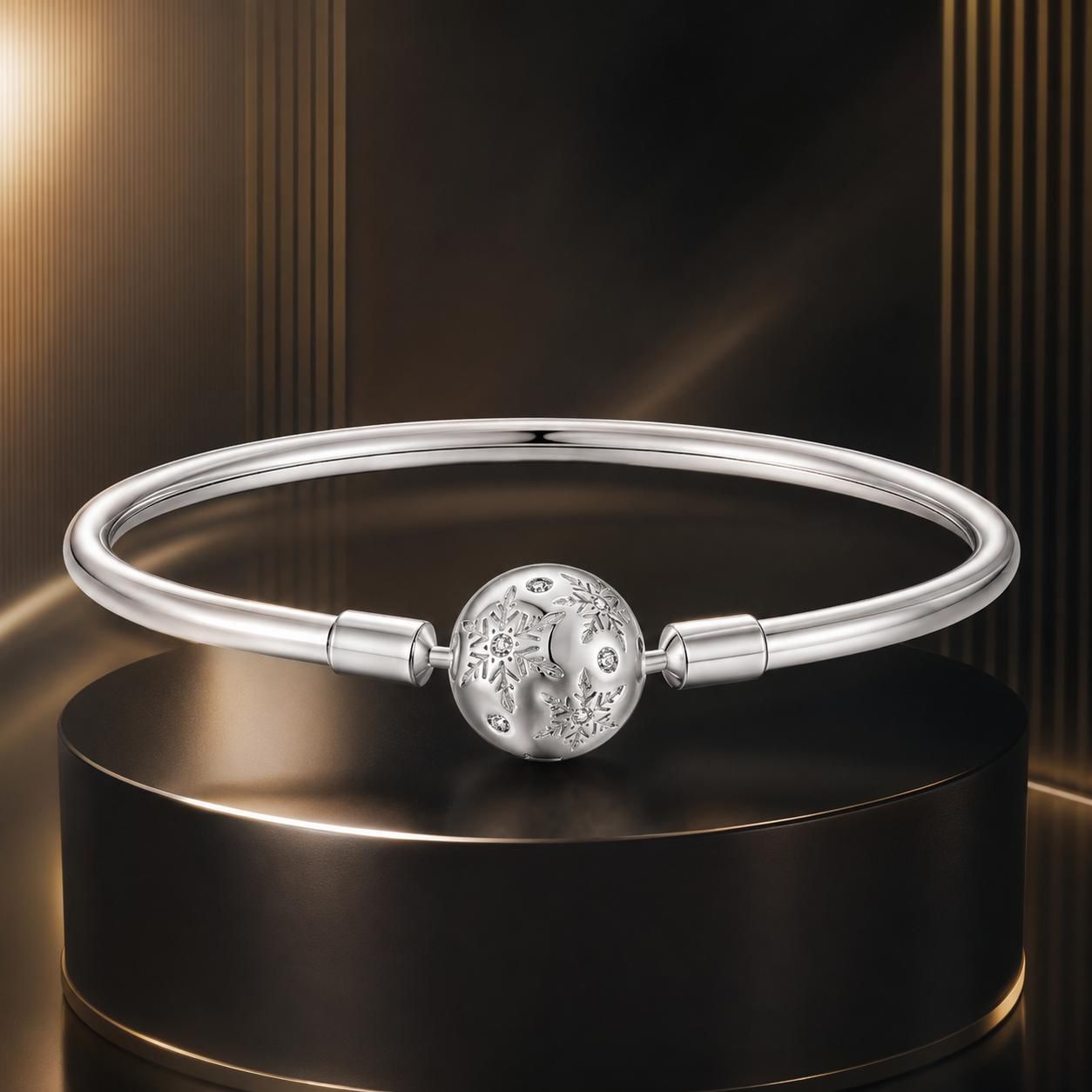 925 Sterling Silver Pavé Setting CZ Bracelet with White Gold Plating for Women - Size 17.0  DestGlow