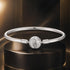 925 Sterling Silver Pavé Setting CZ Bracelet with White Gold Plating for Women - Size 17.0  DestGlow
