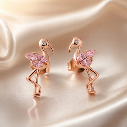 925 Sterling Silver 1.5x0.7cm Plated Rose Gold CZ Earrings for Women  DestGlow