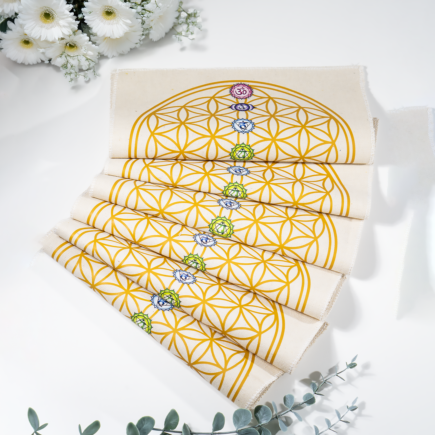 12-Inch Crystal Grid Cloth 7 chakra – Sacred Geometry Altar Mat for Meditation &amp; Reiki  DestGlow