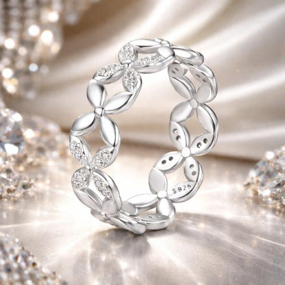 925 Sterling Silver White Gold Plated 0.6cm Ring Size 6 for Women  DestGlow