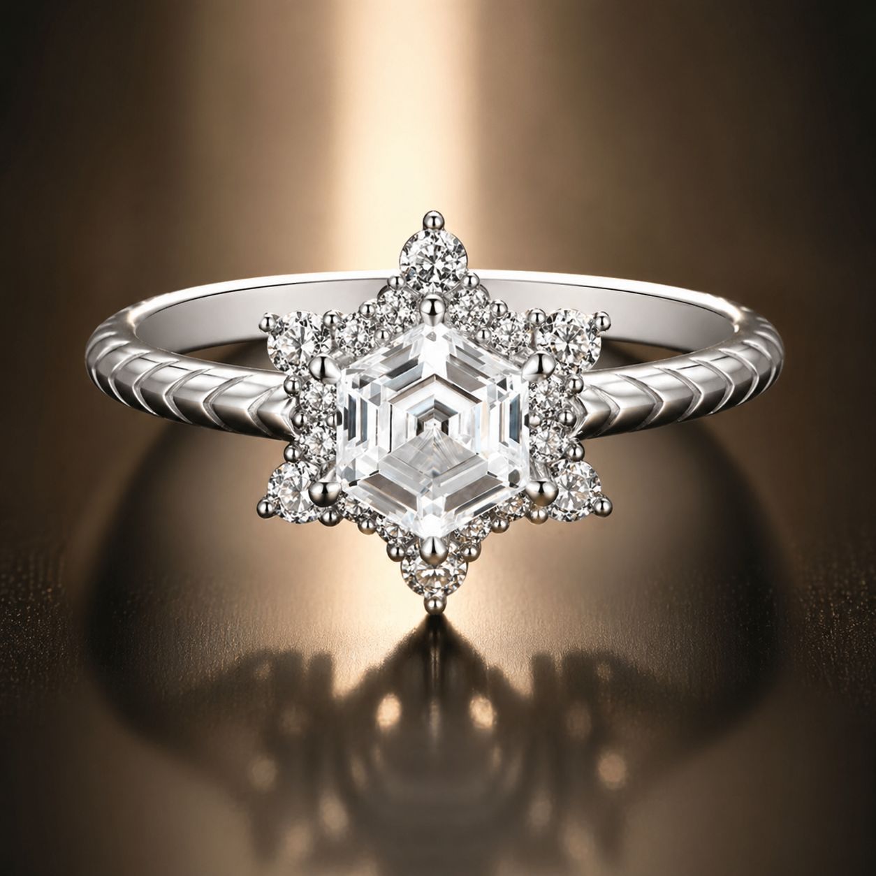 925 Sterling Silver White Gold Plated Ring with Pavé Set CZ, Size 6.0  DestGlow