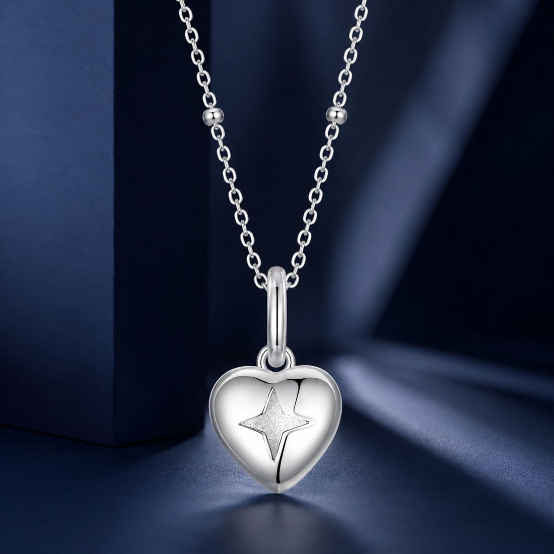 925 Sterling Silver Plated White Gold Necklace 40+5cm with 1.8*1.0cm Pendant for Women  DestGlow