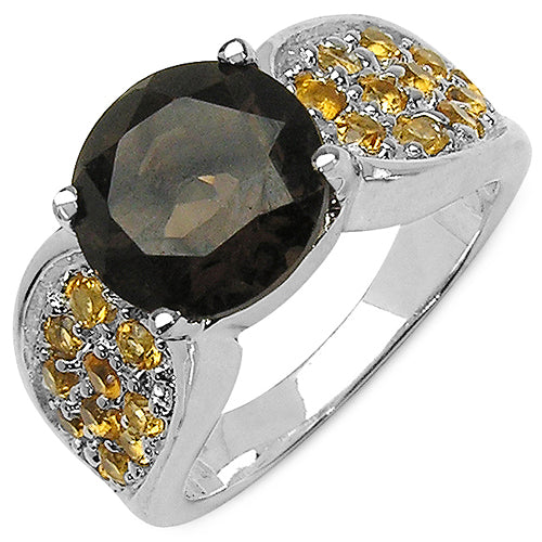 3.78 Carat Genuine Smoky Quartz &amp; Citrine .925 Sterling Silver Ring by Bids.com