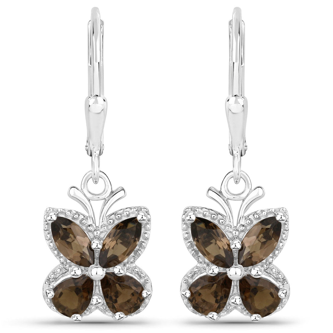 2.20 Carat Genuine Smoky Quartz .925 Sterling Silver Earrings by Bids.com