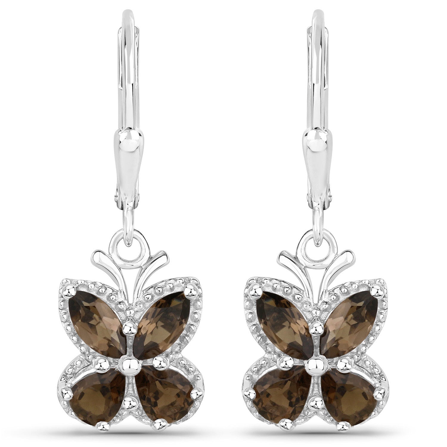 2.20 Carat Genuine Smoky Quartz .925 Sterling Silver Earrings by Bids.com