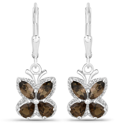 2.20 Carat Genuine Smoky Quartz .925 Sterling Silver Earrings by Bids.com